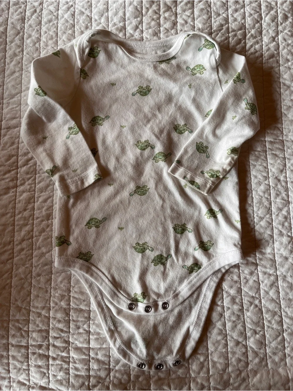 Burt's Bees Pale Green Turtle Ribbed One-Piece Romper